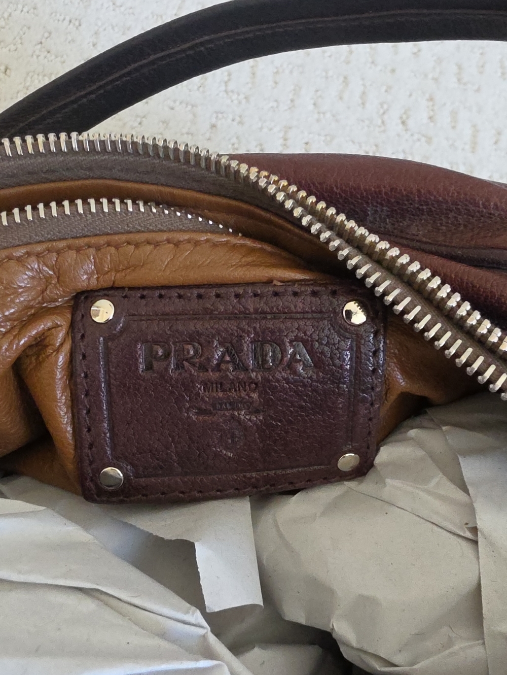 PRADA Brown Leather Shoulder Bag - Picture 6 of 6